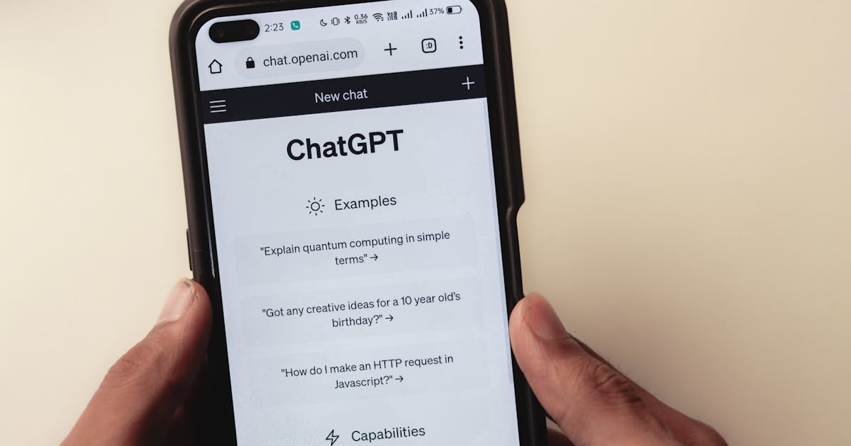 ChatGPT smartphone interface showing AI search capability for local businesses