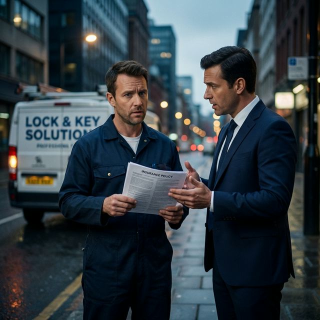 Locksmith reviewing 2026 insurance policy requirements