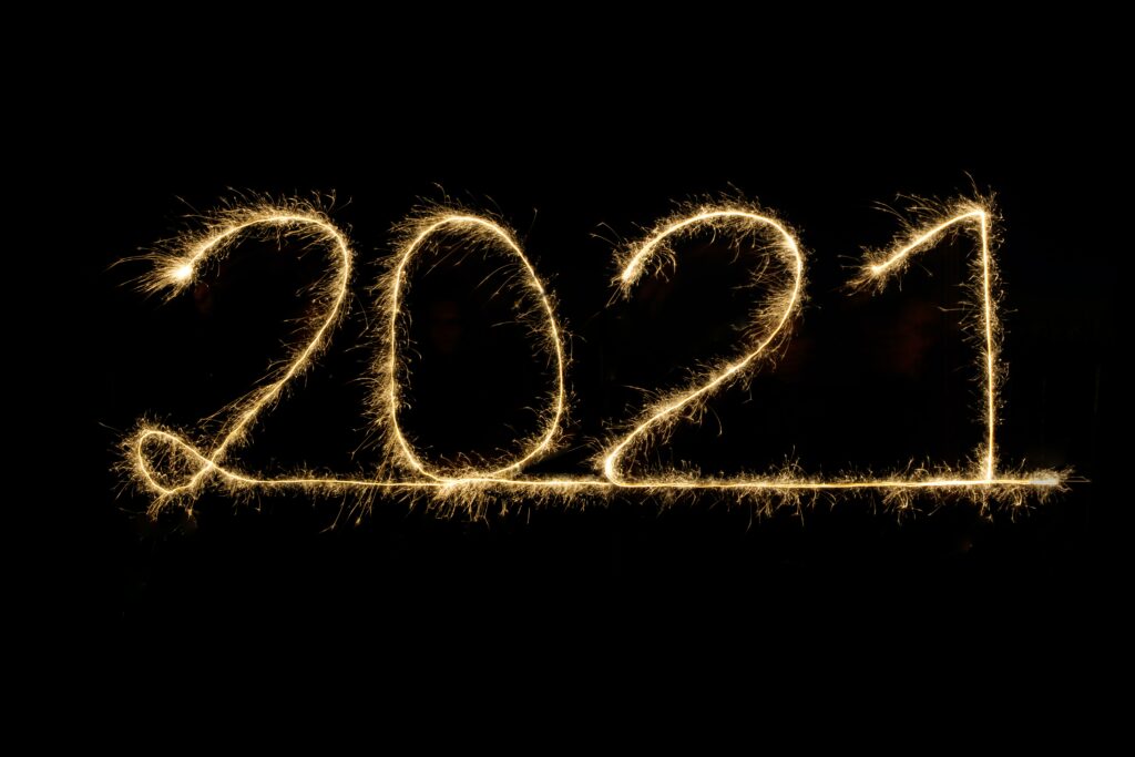 2021 written with sparkler, happy new year, new years eve